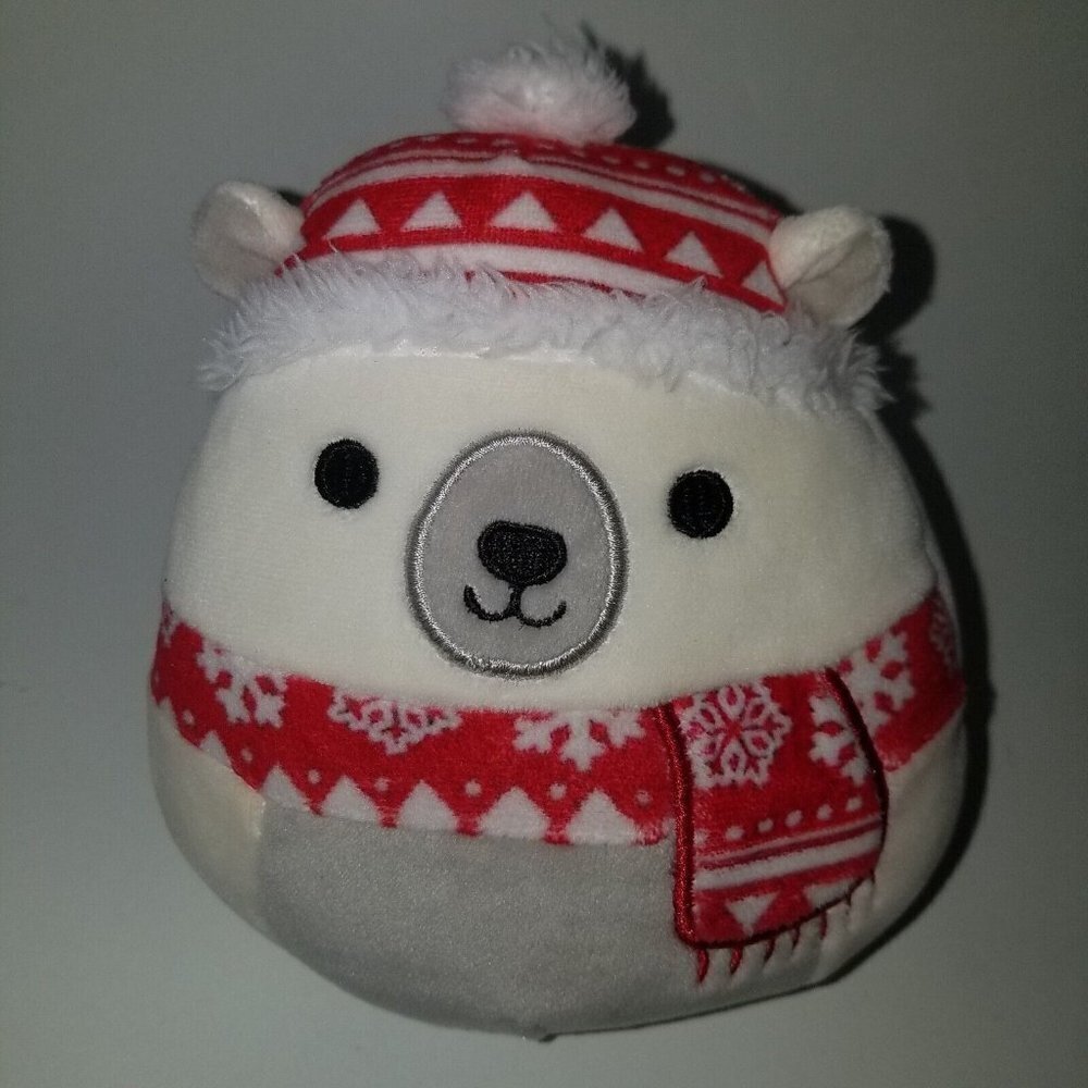 Squishmallows BROOKE Polar Bear Plush Small 5" Christmas Red Hat Scarf Toy Gift